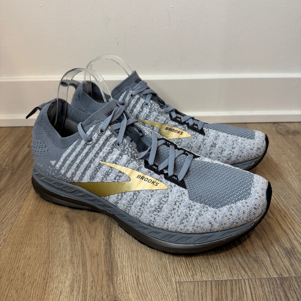 Brooks Bedlam Energize Running Shoes Men's 10D Grey Gold Knit Sneakers DNA AMP